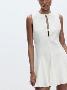 NWT ZARA GODET BOW SHORT DRESS